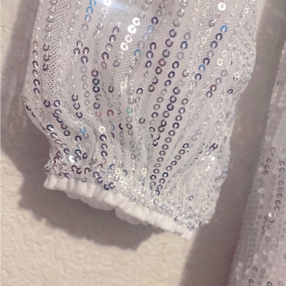 NWT Anna-Kaci White with Silver Sequins Long Sleeve Dress - Picture 5 of 9